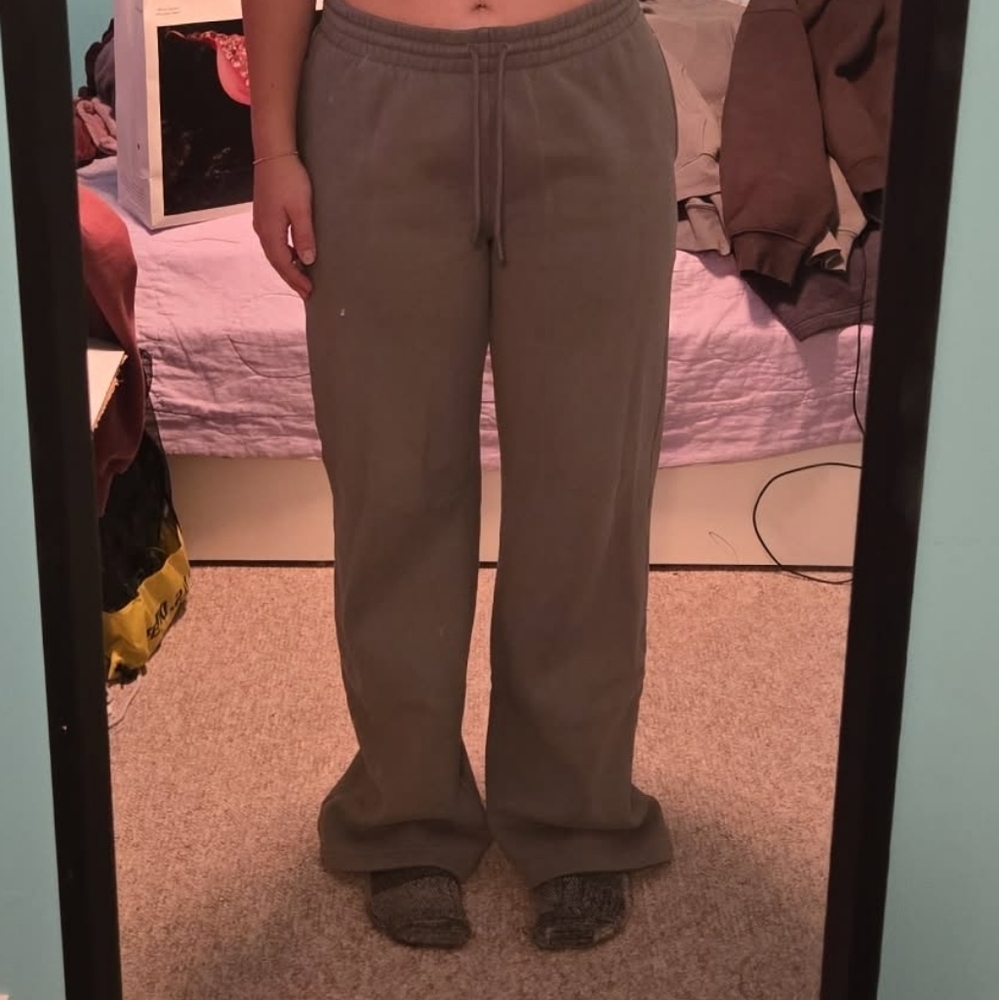 Aritzia Cozy Sweatfleece Boyfriend Wide Sweatpant - Smoky Sage